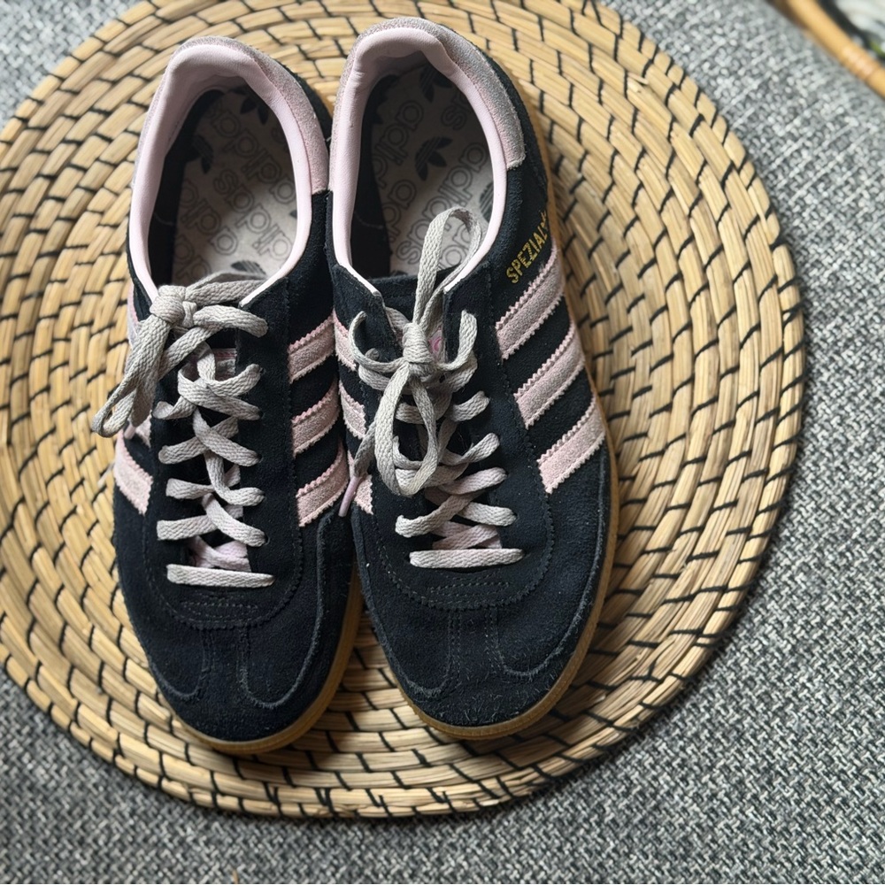 Adidas Black and Light Pink Trainers